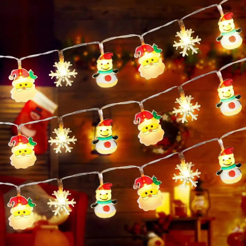 Battery-Powered Santa & Snowman LED Garland