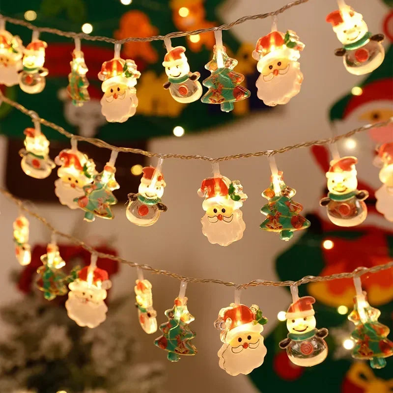 Battery-Powered Santa & Snowman LED Garland