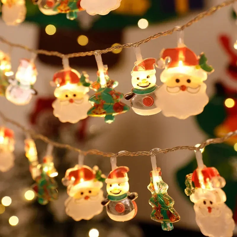 Battery-Powered Santa & Snowman LED Garland