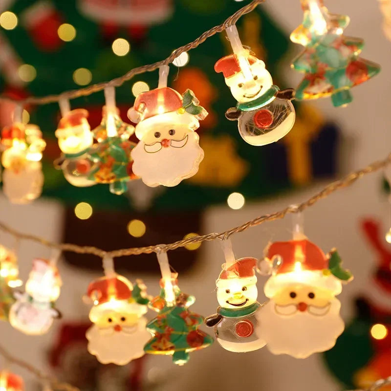 Battery-Powered Santa & Snowman LED Garland