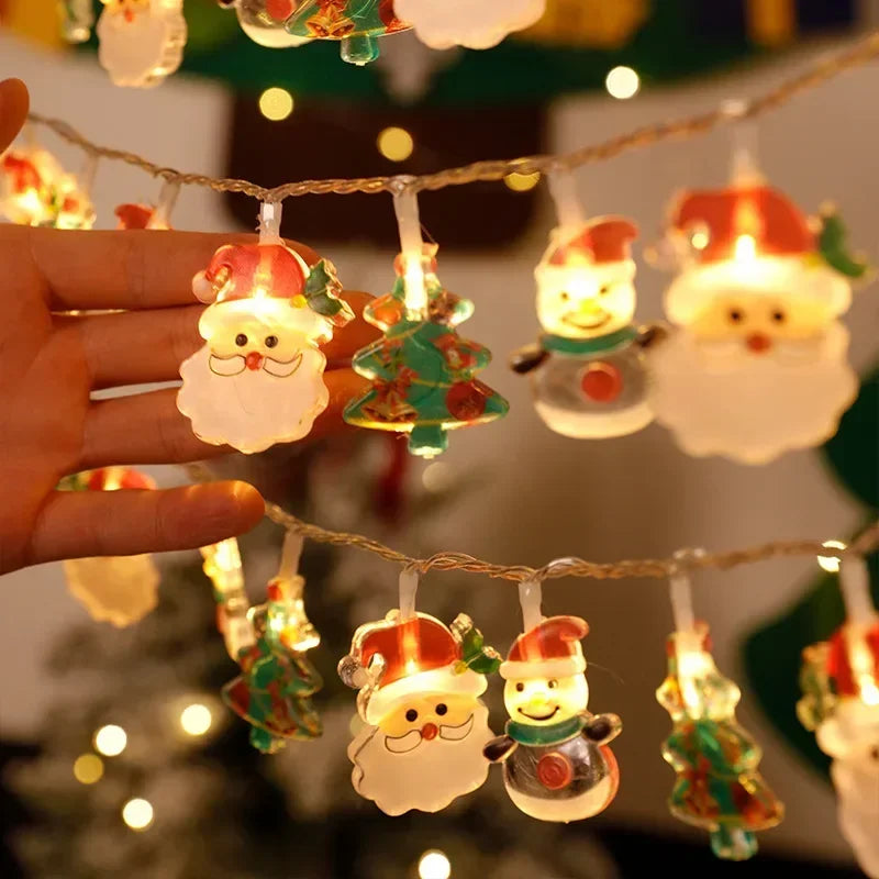 Battery-Powered Santa & Snowman LED Garland