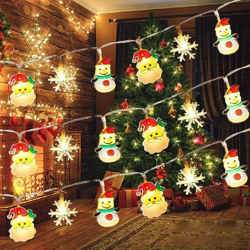 Battery-Powered Santa & Snowman LED Garland